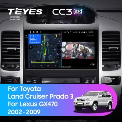 Штатная магнитола Teyes CC3 2K 6/128 Toyota Land Cruiser Prado J120 (2002-2009) F1 Тип-B