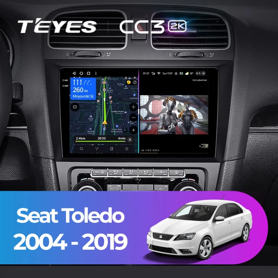Штатная магнитола Teyes CC3 2K 360 6/128 Seat Toledo (2004-2019)