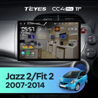 Штатная магнитола Teyes CC4 Pro 12/256 Honda Jazz 2 GG (2007-2014) Правый руль (11")