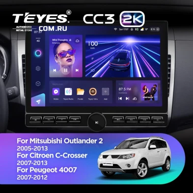 Штатная магнитола Teyes CC3 2K 6/128 Peugeot 4007 (2007-2012) Тип-B (13" с кнопками)