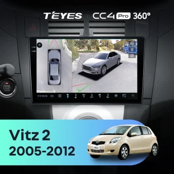 Штатная магнитола Teyes CC4 Pro 360 8/128 Toyota Vitz 2 XP90 (2005-2012) F2