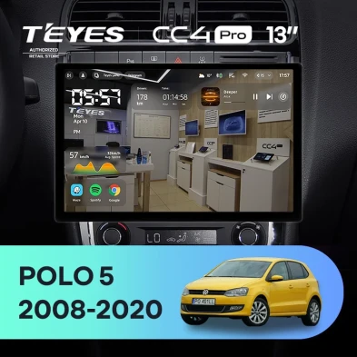 Штатная магнитола Teyes CC4 Pro 12/256 Volkswagen Polo 5 (2008-2020) (13")