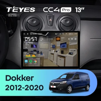 Штатная магнитола Teyes CC4 Pro 12/256 Renault Dokker (2012-2020) (13")