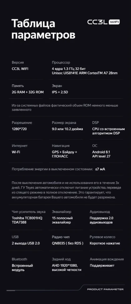 Штатная магнитола Teyes CC3L WiFi 2/32 Geely Emgrand EC7 1 (2009-2016)