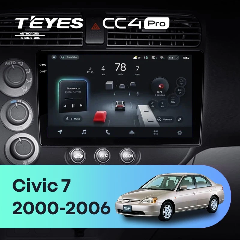 Штатная магнитола Teyes CC4 Pro 8/128 Honda Civic 7 (2000-2006) F1