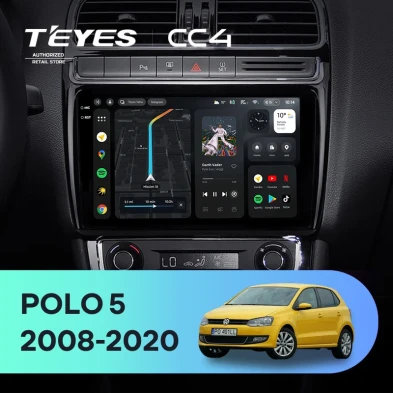 Штатная магнитола Teyes CC4 6/64 Volkswagen Polo 5 (2008-2020) F1