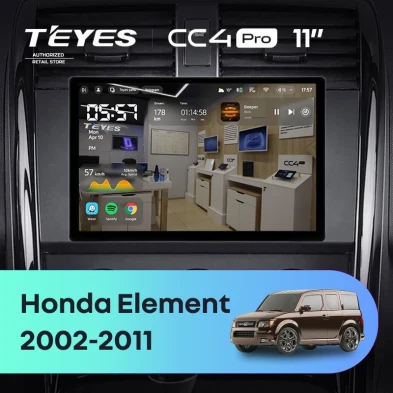 Штатная магнитола Teyes CC4 Pro 8/128 Honda Element YH (2002-2011) (11")