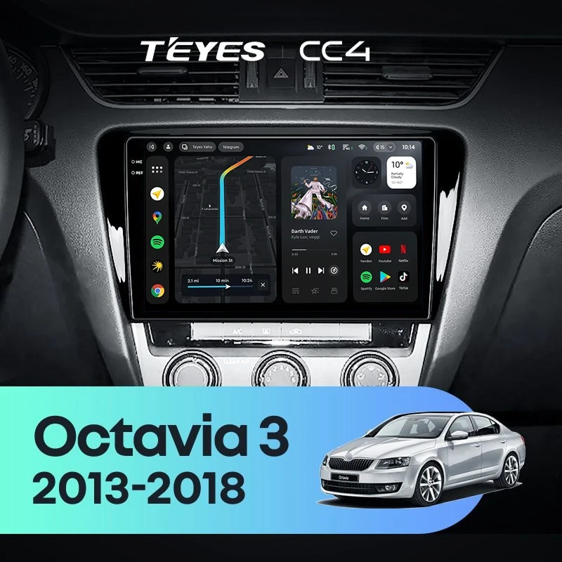 Штатная магнитола Teyes CC4 6/64 Skoda Octavia 3 A7 (2013-2018) Тип-A