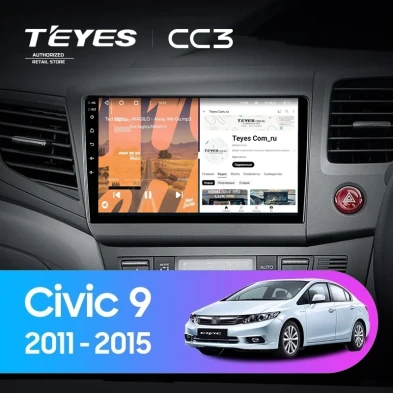 Штатная магнитола Teyes CC3 4/32 Honda Civic 9 FB FK FD (2011-2015) Правый руль