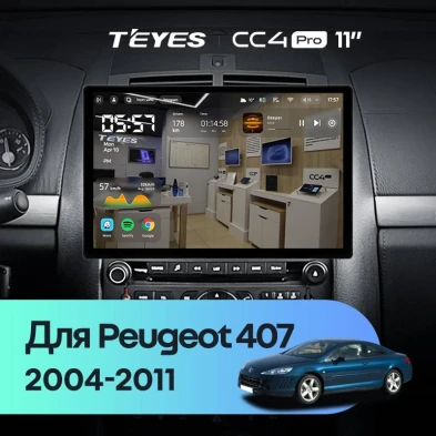 Штатная магнитола Teyes CC4 Pro 12/256 Peugeot 407 (2004-2011) F1 (11")