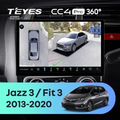 Штатная магнитола Teyes CC4 Pro 360 8/128 Honda Fit 3 GP GK (2013-2020) Тип-B Правый руль (13")
