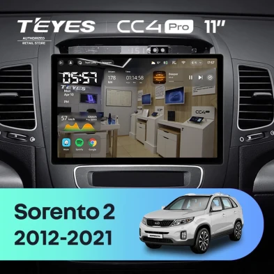 Штатная магнитола Teyes CC4 Pro 8/128 Kia Sorento 2 II XM (2012-2021) F2 (11")