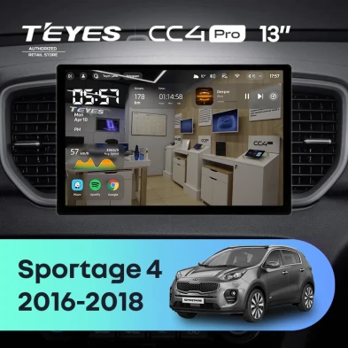 Штатная магнитола Teyes CC4 Pro 12/256 Kia Sportage 4 QL (2016-2018) Тип-B (13")
