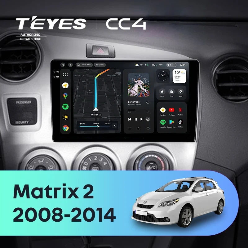 Штатная магнитола Teyes CC4 8/128 Toyota Matrix 2 E140 (2008-2014)
