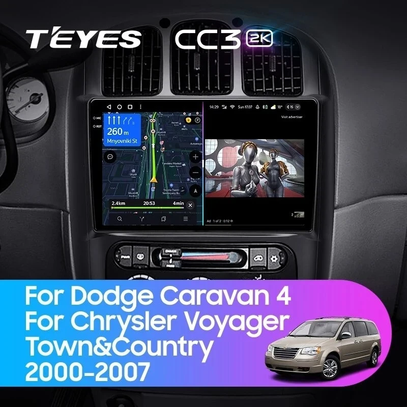 Штатная магнитола Teyes CC3 2K 4/64 Chrysler Voyager (2000-2007) Тип-B