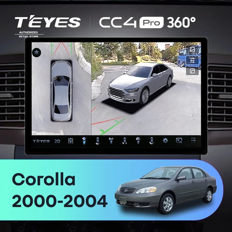 Штатная магнитола Teyes CC4 Pro 360 12/256 Toyota Corolla E130 E120 (2000-2004) (11")